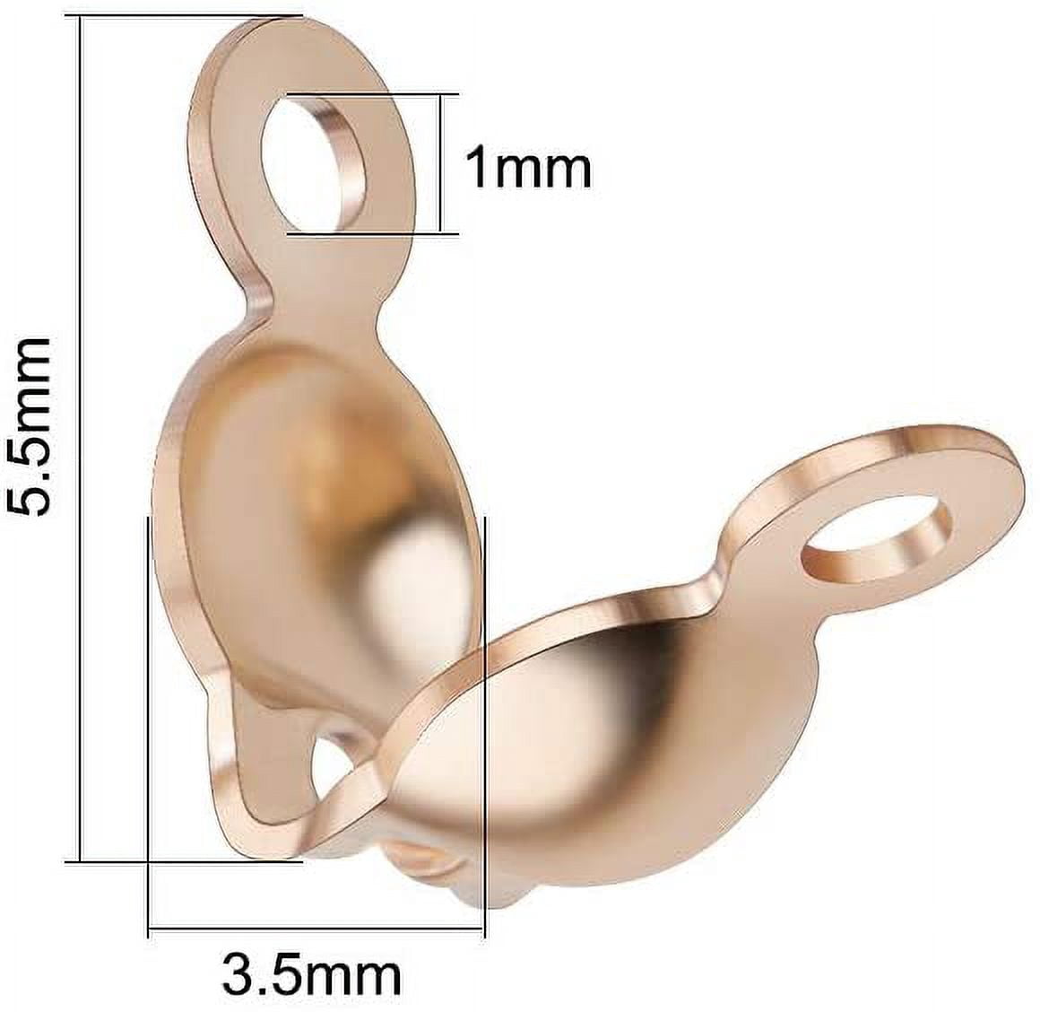 JK Findings Yellow Gold Filled Bead Tips Knot Covers Real 14K Gold Filled 5.5x3.5mm Hole: 1mm 10pcs/set