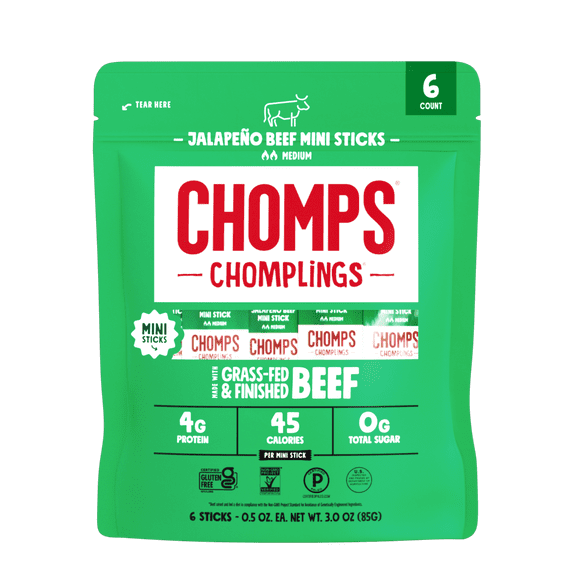 Chomps Mini Jalapeno Beef Chomplings Sticks .5oz 6 Count