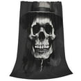 Zufioo Black White Hat Skull Fleece Blanket Queen Size,Plush Bed