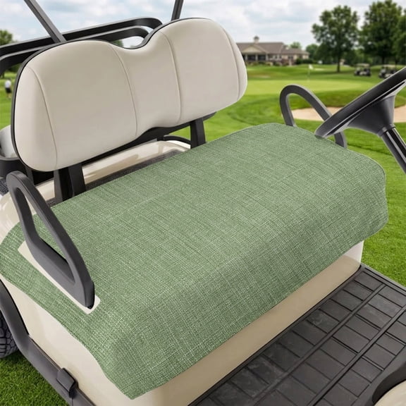 Golf Cart Seat Covers for 2 Seater,Vintage Forest Green Microfiber Cart Seat Towel Blanket,Farmhouse Retro Solid Color Linen Texture Absorbent NonSlip Bench Seats Protector for Golf Course 51"x31"