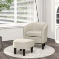 thumbnail image 2 of Costway Barrel Club Chair with Ottoman Set Footrest Curved Back & Removable Seat Cushion Beige, 2 of 10