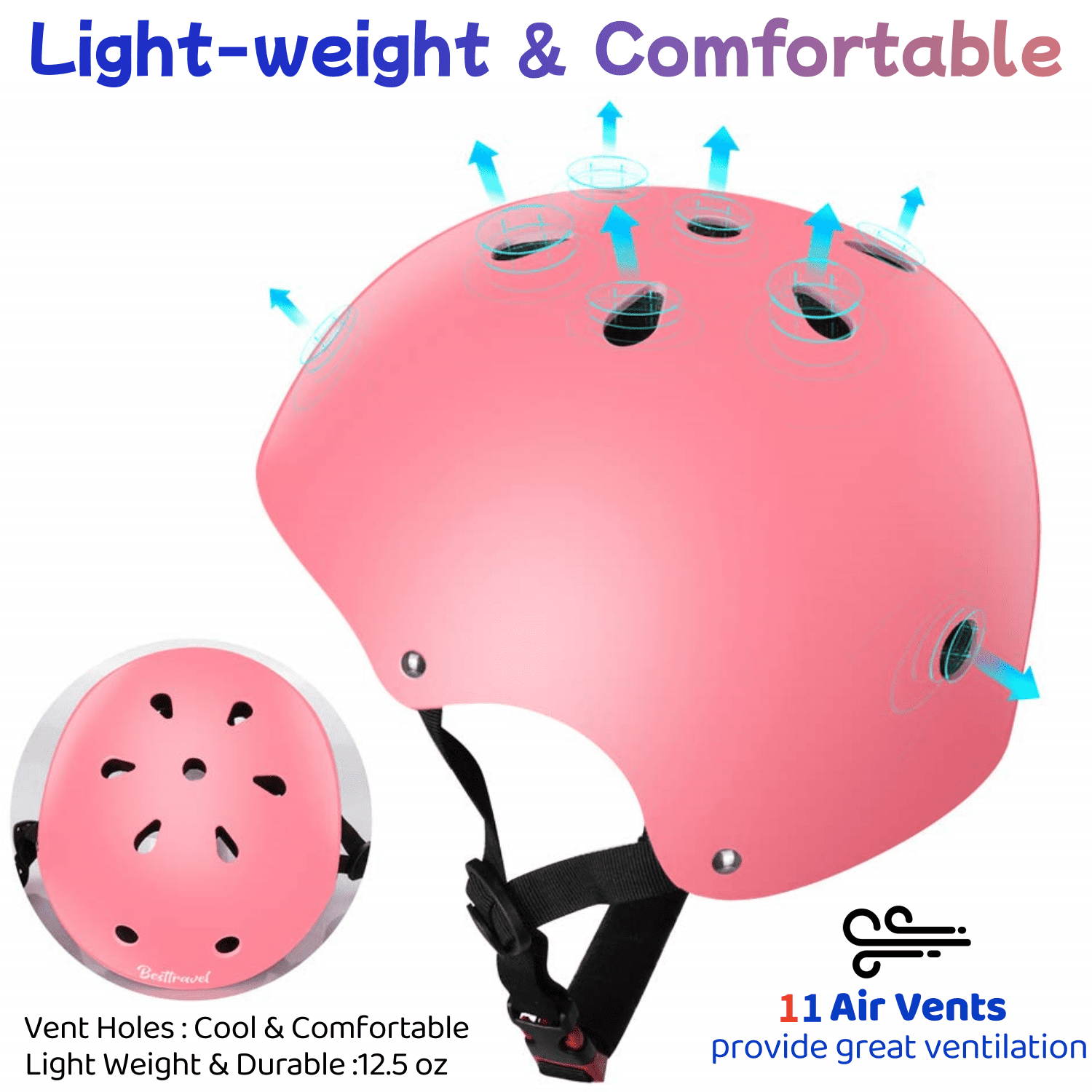 Besttravel Kids Bike Helmet, Toddler Bicycles Helmets for Ages 3-8 Years Boys Girls, Multi-Sport Kids Helmet for Bicycles Skateboarding Scooter Balance, Pink