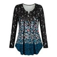 Rivelino Plus Size Tunic Tops for Women Long Sleeve Floral Printed Henley V Neck TShirts