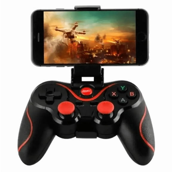 Wireless Bluetooth Game Controller for Android, PC, Phone, Tablet. X3 Updated Joystick with Dual Vibration, Gift for Adults & Kids (Black-Red)