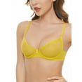 thumbnail image 2 of Deyllo Women's Sexy Lace Unlined See Through Underwire Demi Mesh Bra, Yellow 34B, 2 of 3