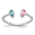 thumbnail image 1 of Solid 14k White Gold Blue Topaz and Pink Tourmaline Engagement Ring Size 6.5, 1 of 3