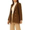 thumbnail image 4 of INSPIRE CHIC Women's Notched Lapel Long Sleeves Double Breasted Winter Trenchcoat XS Caramel, 4 of 6