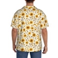 thumbnail image 3 of Fuzoiu Brown Leaf Sunflower Print Men's Casual Short,Men's Short Sleeve Shirt,Mens Casual Button Down Shirts,Cuban Collar Summer Shirt for Beach, Vacation, and Outdoor Activities-X-Large, 3 of 5