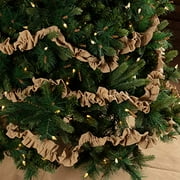 Vhc Brands Festive Burlap Solid Color Cotton Farmhouse Christmas Decor Gathered Garland Set Of 3, Natural Tan