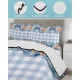 thumbnail image 3 of Full Size Quilt Bedding Set, Nautical Coastal Reversible Summer Quilt 3 Pieces, Ocean Starfish Shells Coral Conch Blue Plaid Lightweight Bedspreads Coverlets with 2 Pillow Shams for All Seasons, 3 of 5