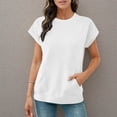 thumbnail image 3 of Aihuaihua Womens Summer Tops with Kangaroo Pocket Short Sleeve Crewneck Sweatshirts Lightweight Casual Work Athletic T-Shirt White M, 3 of 8