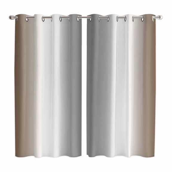 Brown Grey Kitchen Curtains 84 Inch Length, Gray Farmhouse Modern Rustic Grommet Top Bedroom Living Room Curtains, Light Filtering Cafe Curtain Drapes 2 Panels Set 104''x84''