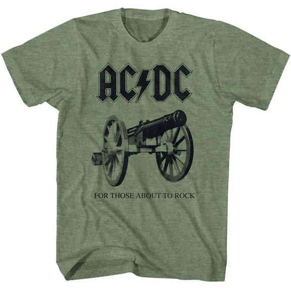 AC/DC About To Rock Again Military Green Heather Adult T-Shirt L