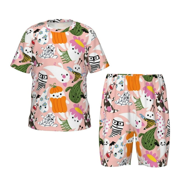 Disketp Pyjama d'Halloween pour Enfants Manches Courtes Pjs d'Été pour Enfants -Moyen