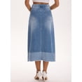 thumbnail image 4 of DARING DIVA Women's Denim Maxi Contrast Panel A Line Long Jean Skirts X-Large Light Blue, 4 of 7