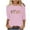Pink, variant on Womens Casual Christmas Tee Shirts Oversized Sweatshirt Pink Pullover Sweaters V Neck Fall Tops Stylish 3/4 Sleeve Crop Top Swimsuits