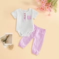 thumbnail image 2 of UngA Newborn Baby Boy Summer Clothes Button Short Sleeve Romper Bodysuit Plaid Pants Set Infant Soft Waffle Outfit (Pink,3-6 Months), 2 of 5