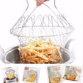 thumbnail image 2 of Clearance! WAFJAMF Deep Fry Basket 304 Stainless Steel Multi Function Foldable Chef Cooking Basket Flexible Kitchen Tool For Food Washing Fruits Vegetables 304 Silver, 2 of 8