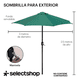 thumbnail image 4 of Sombrilla Plegable 2.7 Metros Acero Reforzada Base Exterior Colores Inclinación Manivela Jardín Ajustable Alberca, 4 of 7