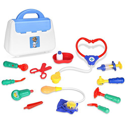 14pc Kids Medical Box Nurse Doctor Play Set Dress Up Role Play Kit Carrycase New