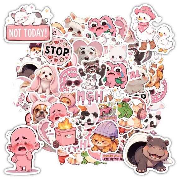 35pcs-50pcs Kawaii Animal Stickers Cute Kids Stickers Graffiti Decals for Suitcase Laptop Fridge