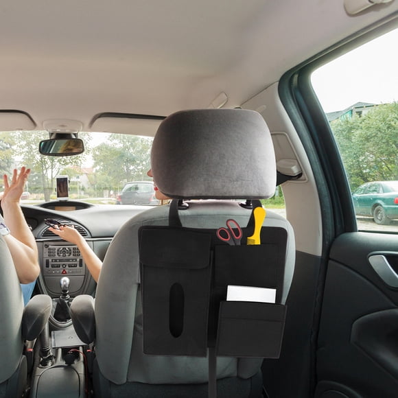 KALLORY 2 Pcs Organiseur de Dossier de Siège Suspendu Organiseur de Voiture Feutre Noir pour Conducteurs