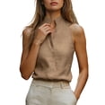 thumbnail image 5 of Womens Dressy Business Casual Blouse Mock V Neck Sleeveless Shirts Tunic Work Shirt Summer Solid Color Tank Tops, 2026 New Limited Time Offer, Under 10 Dollars, 5 of 6