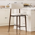 thumbnail image 2 of Leumius 26" Counter Height Bar Stools Set of 2,Upholstered Linen Bar Chairs with Metal Legs,Modern Kitchen Island Counter Chairs for Kitchen Island,Dining Room,300LBS,Walnut, 2 of 8