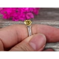 thumbnail image 5 of 2 Carat 6mm Round Cut Champagne Diamond Moissanite Engagement Ring On 10k White Gold With Wedding Band, 5 of 5