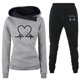 thumbnail image 5 of Gibobby Conjunto de sudadera informal para mujer Conjunto de sudadera con capucha para mujer con estampado y bolsillo, de manga larga y pantalones deportivos (Gris,XL), 5 of 5