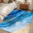 thumbnail image 4 of Abstract Waves Area Rugs 4x6 ft Retro Blue Gold White Oil Painting Style Washable Rug Non Slip Indoor Carpet Absorbent Floor Mat for Living Room Bedroom Dining Room, 4 of 9