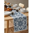 thumbnail image 3 of Blue Floral Table Runner Ethnic Boho Botanical Geometric Art Tablerunners 13 x 90 Inch, Table Decorations Tabletop Scarf for Summer Gathering Holiday Farmhouse Kitchen Dining Decor, 3 of 6