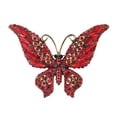 thumbnail image 2 of HEVIRGO Butterflies Shape Large Lapel Pin Christmas Rhinestone Shiny Brooch Pin Scarf Clip,Red, 2 of 10