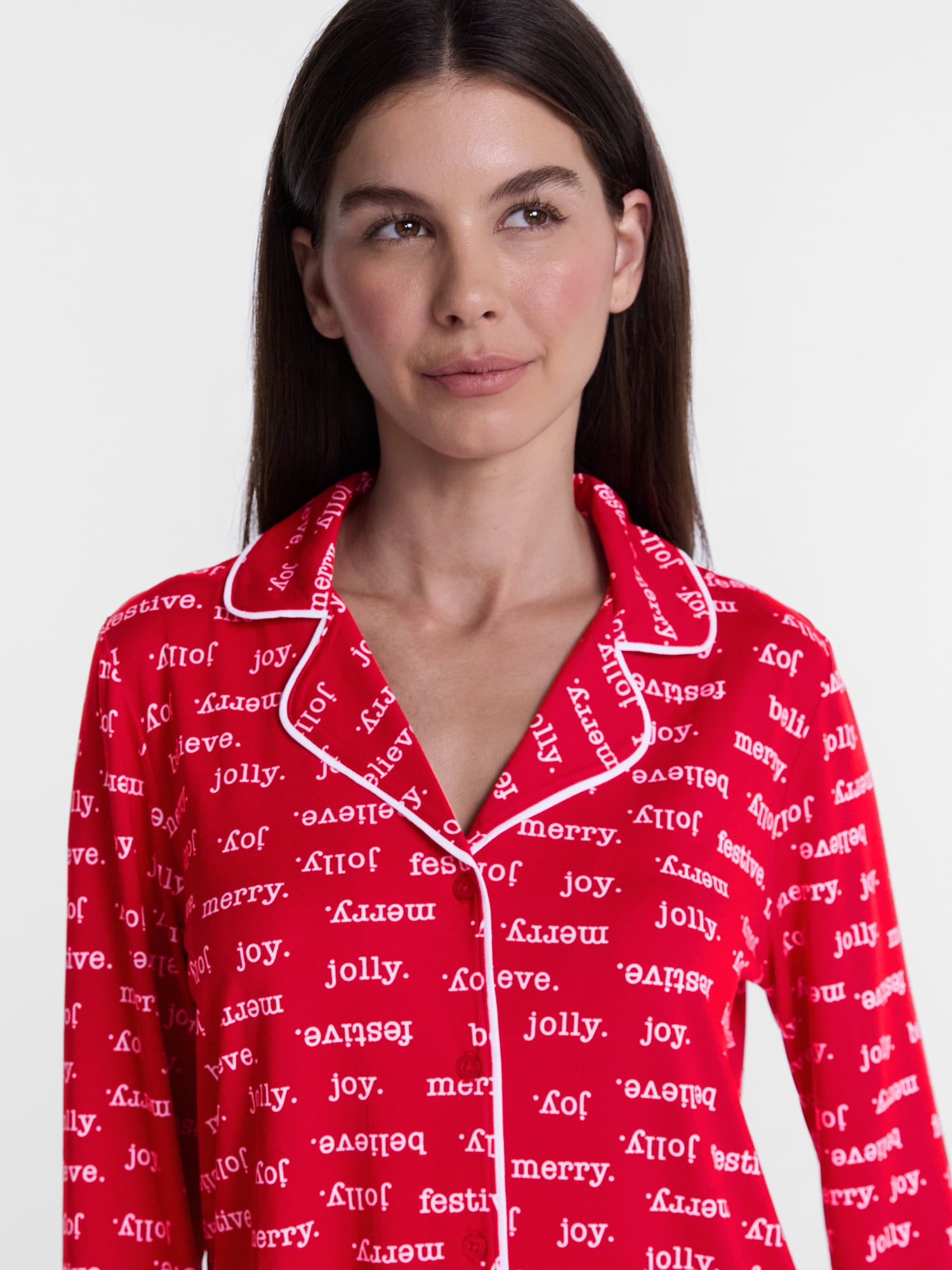 Holiday Time Matching Family Sleepwear Women's Top and Pants Set, 2-Piece, Sizes S-3X