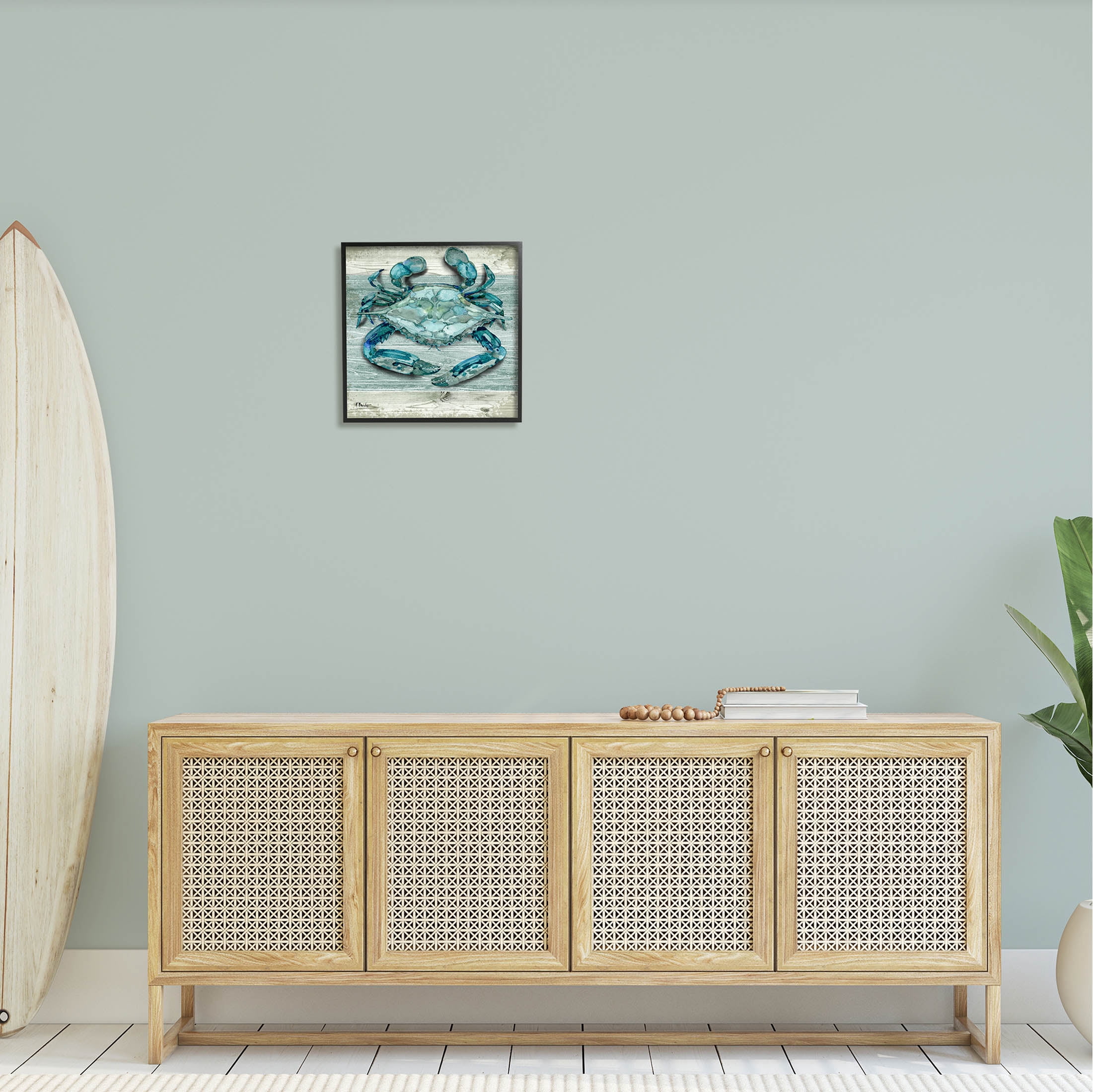 Stupell Industries Northpoint Sealife Rustic Crab Graphic Art Black Framed Art Print Wall Art, Design by Paul Brent