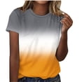 thumbnail image 1 of UPPADA Womens Cute Summer Shirts Trendy Gradient Color Print Tees Shirts Casual Crewneck Blouses Loose Fit Basic Shirts Blouses Yellow,XL, 1 of 4