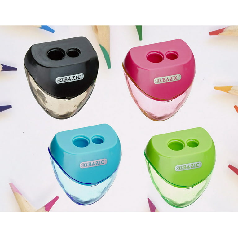 Pencil Sharpener Double Hole Cutter Office, Art, Kids and School Supplies,  2 Colors Per Set