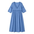 thumbnail image 5 of Omexry Spring Summer Dresses for Women Women's Summer Casual Dress Gradual Sleeveless Neck V-Neck Long Dress Blue XXL, 5 of 8
