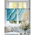 thumbnail image 3 of Aqua Coastal Sheer Curtains 45 Inch Length 2 Panels Set, Nautical Summer Beach Ocean Beige Voile Window Treatment Rod Pocket Small Kitchen Curtains Drapes for Bedroom 52"x45"x2, 3 of 7
