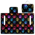 thumbnail image 4 of COEQINE Golf Cart Seat Cover Blanket Towel Accessories, Portable Foldable Design with Carry Handle, Universal Fit for EZGO/Yamaha/Club Car with 4 Pockets, Distressed Colorful Paw Print, 4 of 8