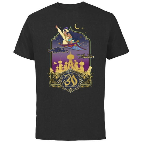 Disney Aladdin Jasmine Magic Carpet Ride 30th Anniversary - Short Sleeve Cotton T-Shirt for Adults - Customized-Black
