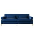 thumbnail image 4 of Gold Accented Velvet 3 - Modern Couch With Cushions For Living Room And Office, Superior Comfort Retro Blue Decorations Extraordinary Zone, 4 of 6