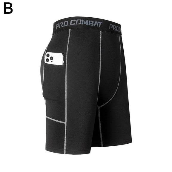 Blarkrus Men's Athletic Fitness Pants Compression Short Pants Pocket