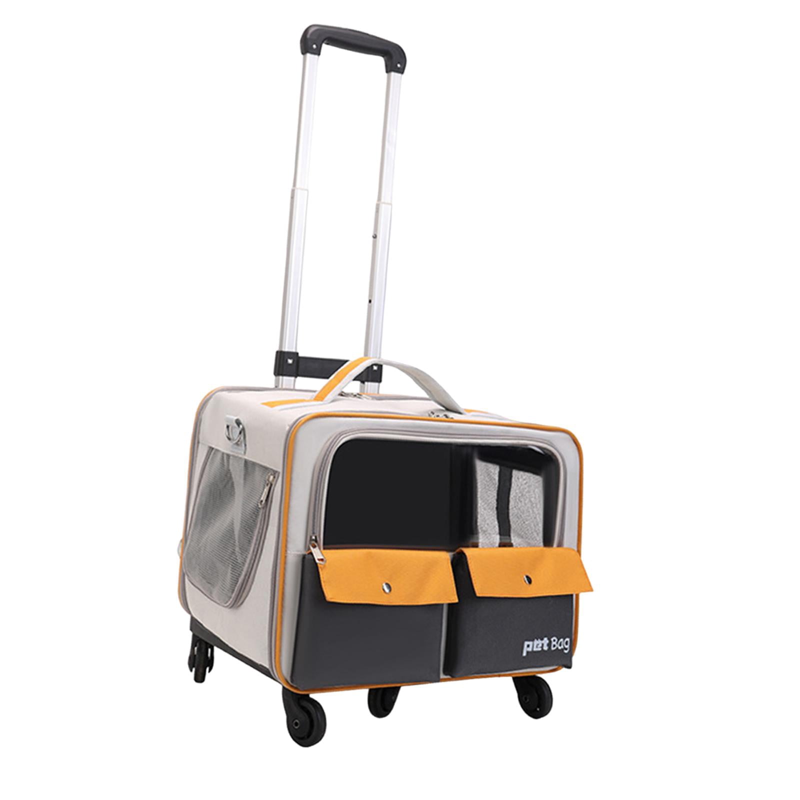 EHJRE Cat Trolley Bag Pet Carrier Portable Smooth Zipper Transparent Window Dog Backpack, Pet Travel Bag for Cats Puppy Kitten Dogs Yellow