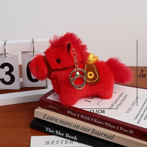 New Year Plush Horse Doll Keychain With Hanging Rope Good Luck Pony Key Ring Backpack Pendant Creative Gifts Festive Decor