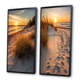 thumbnail image 3 of Designart "Gulf Shores in the Golden Hour in Alabama VI" Alabama Framed Wall Art Set Of 2 - Beige Landscapes Framed Canvas Set For Living Room Decor, 3 of 7