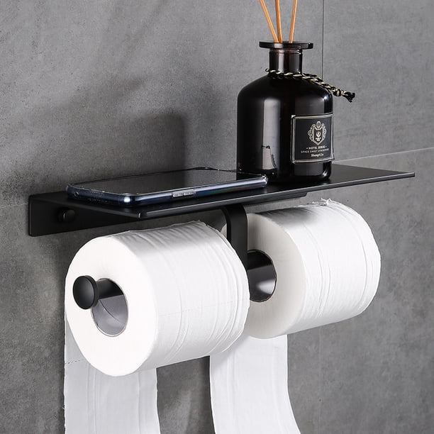 Soporte De Papel Higiénico Negro Montado En La Pared, Soporte Para Telefono Celular