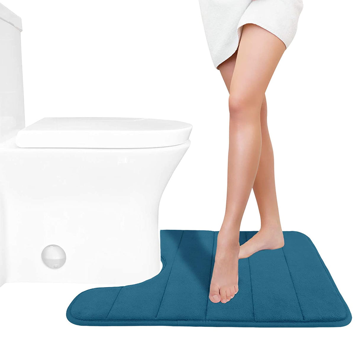 Toilet Rug U-Shaped Non Slip Absorbent Soft Washable Rugs Floor Carpet Bath Mat 