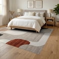 thumbnail image 3 of ODIKA 6'x9' Washable Area Rug Large Abstract Beige Minimalist Neutral Shape Brushstroke Shapes for Queen Size Bedroom, Under Bed, Master Suite, Easy Care, Non-Shedding, 3 of 7