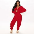 thumbnail image 7 of Women's Fleece Onesie Pajamas Warm Soft Romper Sleepwear One Piece Hooded Zipper Playsuit Loungewear, 7 of 7